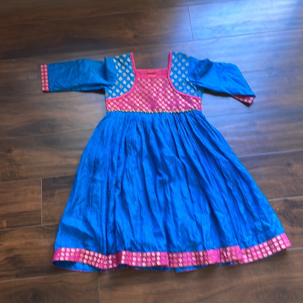 GREAT QUALITY BLUE AND PINK INDIAN DRESS TRADITIONAL DIWALI